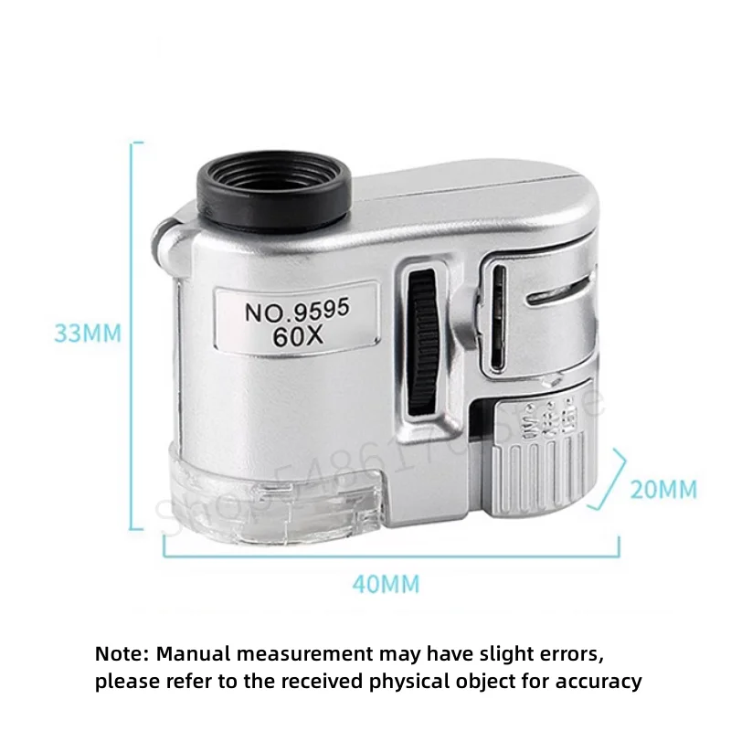 60X Mobile Microscope Zoom Camera Clip on Macro Lens with LED Light Magnifying Glass Maintenance Magnifying Glass