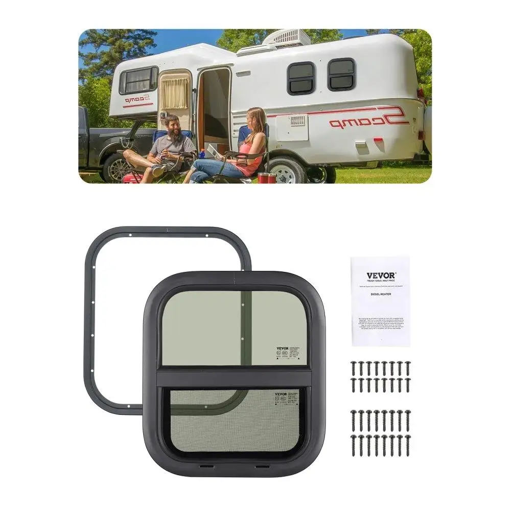 

Vertical RV Window 14" W x 16" H Tinted Sliding RV Window & Net Screen Trim