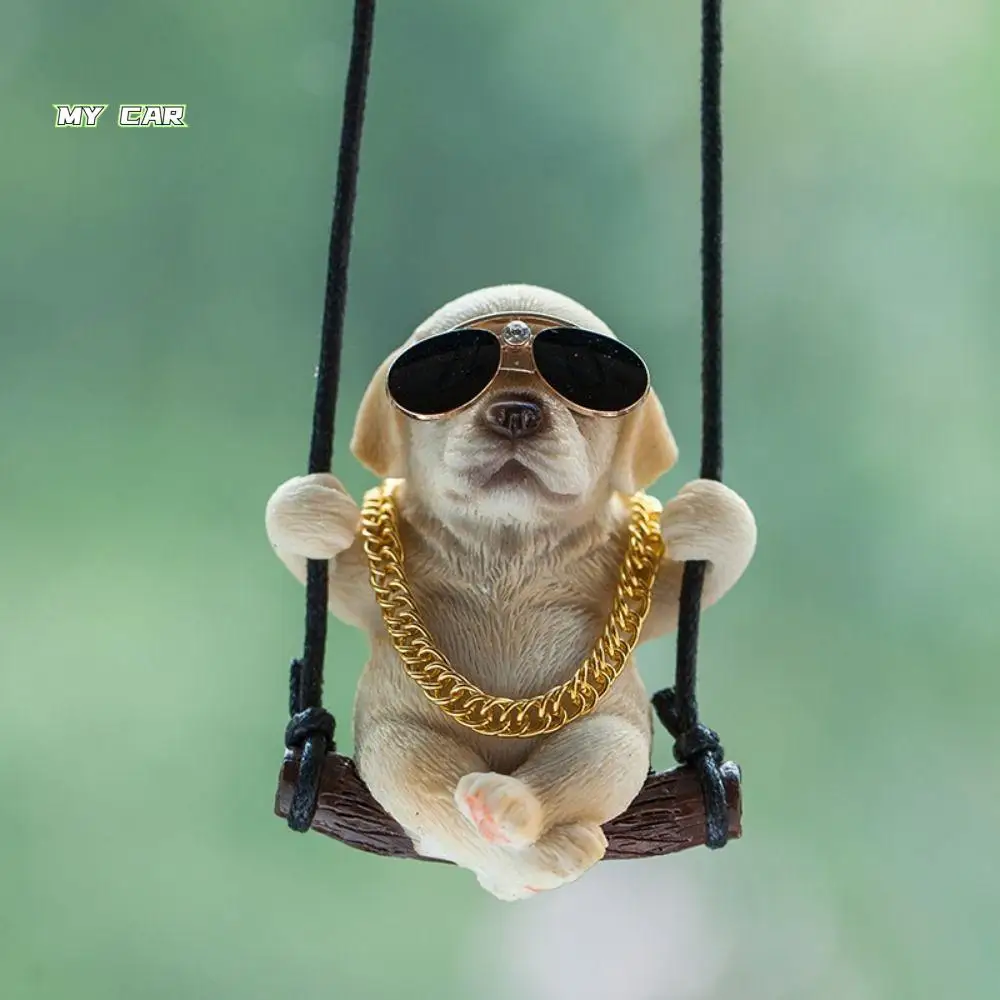 

Creative Swing Dog Auto Interior Accessories Bulldog Sunglasses Car Pendant Delicate Resin Car Hanging Automobile