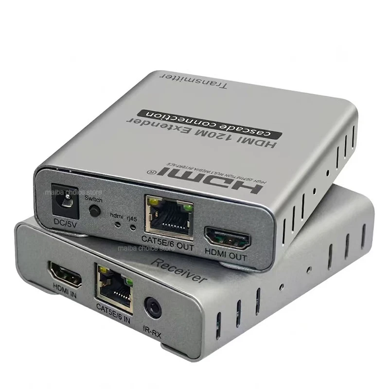 4K@30Hz 120M HDMI Extender over Single Ethernet CAT5e/6 Cable HDMI to RJ45 Network LAN Extender 390FT Converter for PC TV NVR