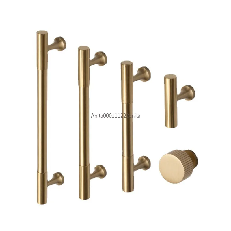 

Латунные ручки для кухонных шкафов в стиле ар-деко, вертикальные, линейные, с накаткой, Т-образные, для выдвижных ящиков, для спальни, для гардеробов, длинные мебельные ручки для дверей