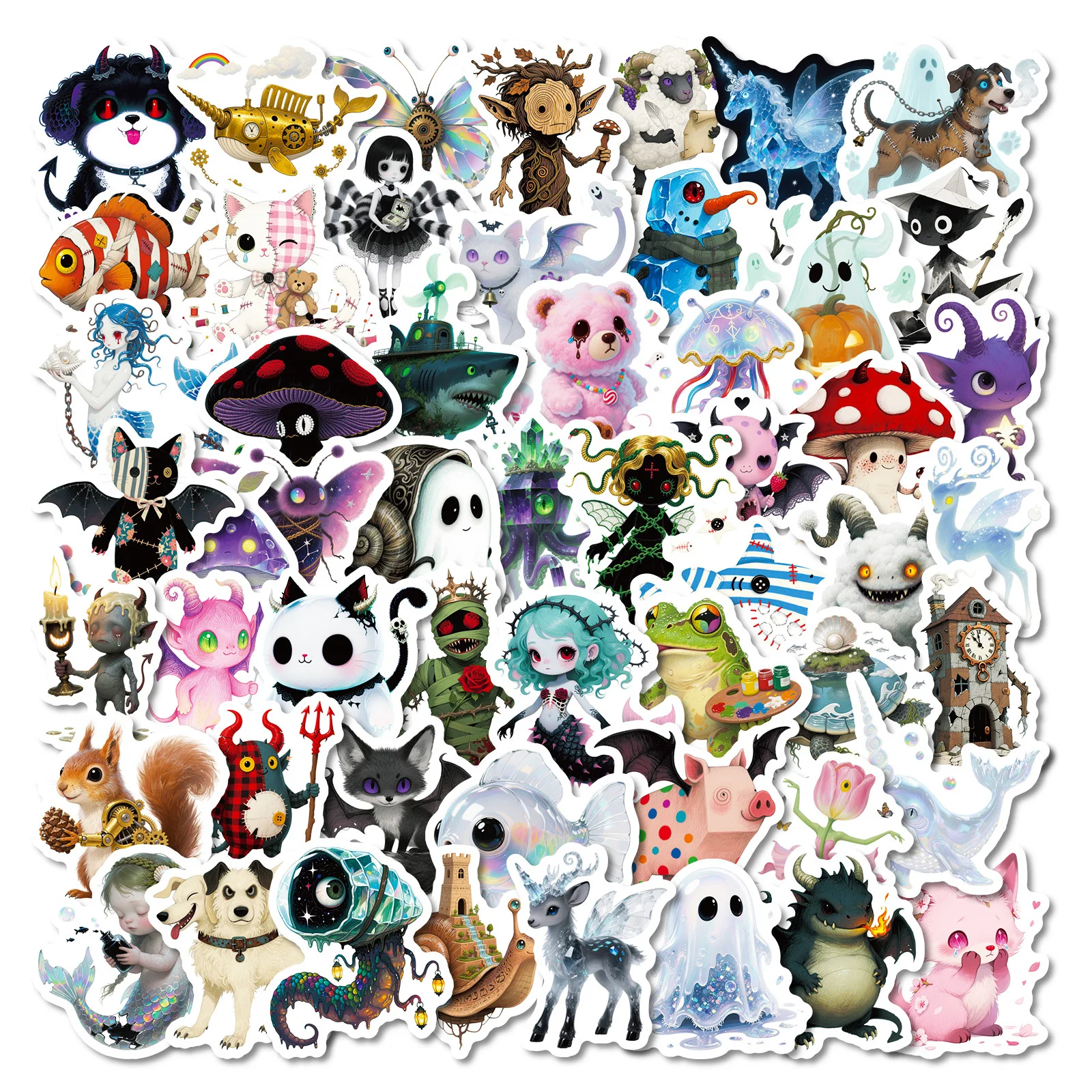 56 pçs absurd conto de fadas adesivos dos desenhos animados criatividade engraçado graffiti decoração diy notebook mala guitarra geladeira decalques