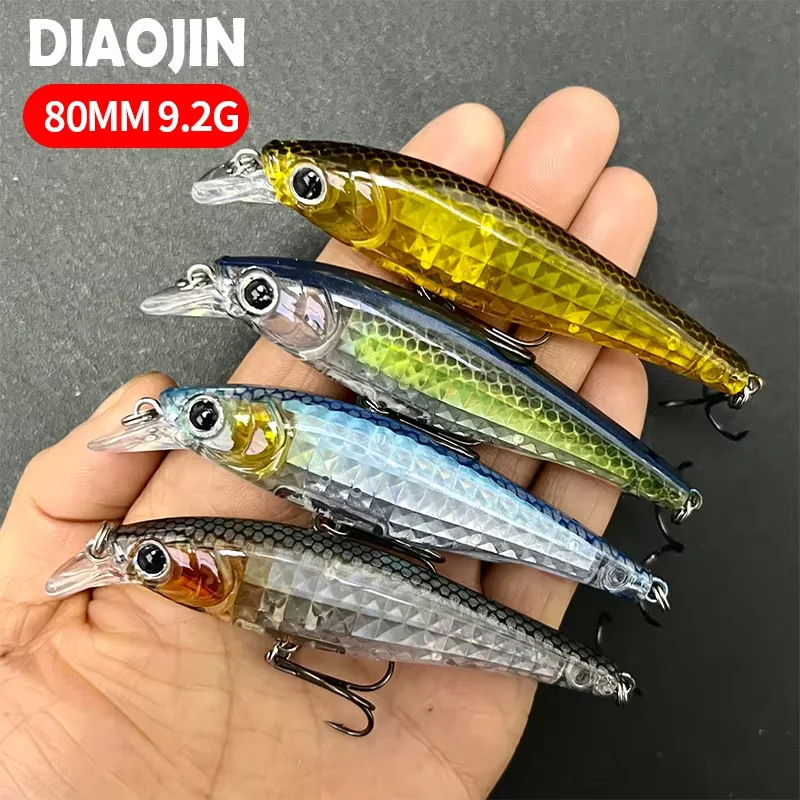 

9.2g Floating Minnow Fishing Lure 80mm 3D Crystal Artificial Bait Bass Trout Pesca Wobbler Jerkbait Top Water Fishing Supplies