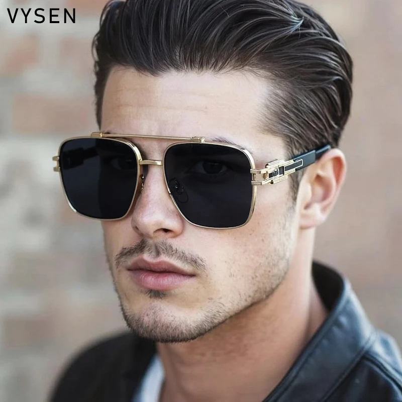 Square Steampunk Sunglasses Men  2025 Luxury Brand Vintage Classic Double Beam Sun Glasses For Male Outdoor Driving Shades UV400