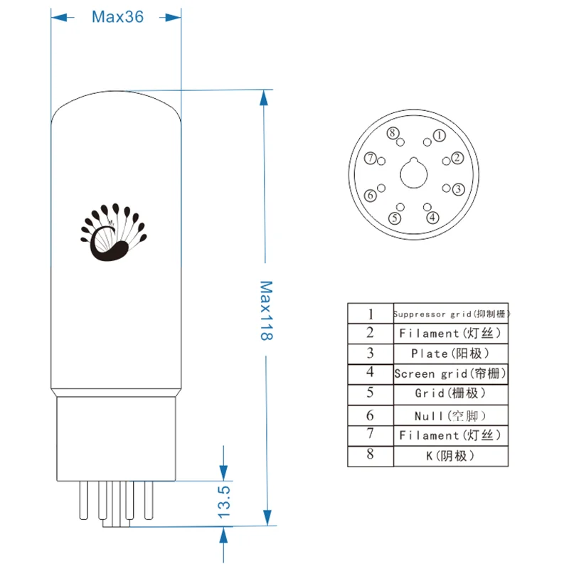 Tubo de vacío EL34 PSVANE Reino Unido reemplaza 6CA7 6P3P 6L6 par combinado para amplificador de tubo de vacío HIFI amplificador de Audio