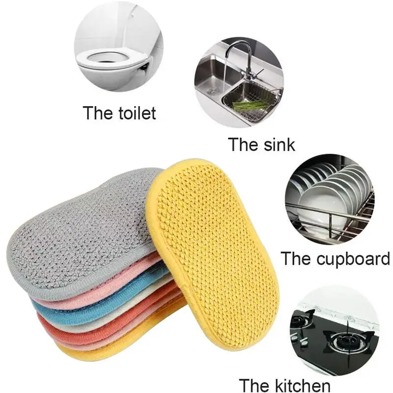 6/3/1pcs Double Sided Kitchen Cleaning Magic Sponge Kitchen Cleaning Sponge Scrubber Sponges for Dishwashing Bathroom Accessorie