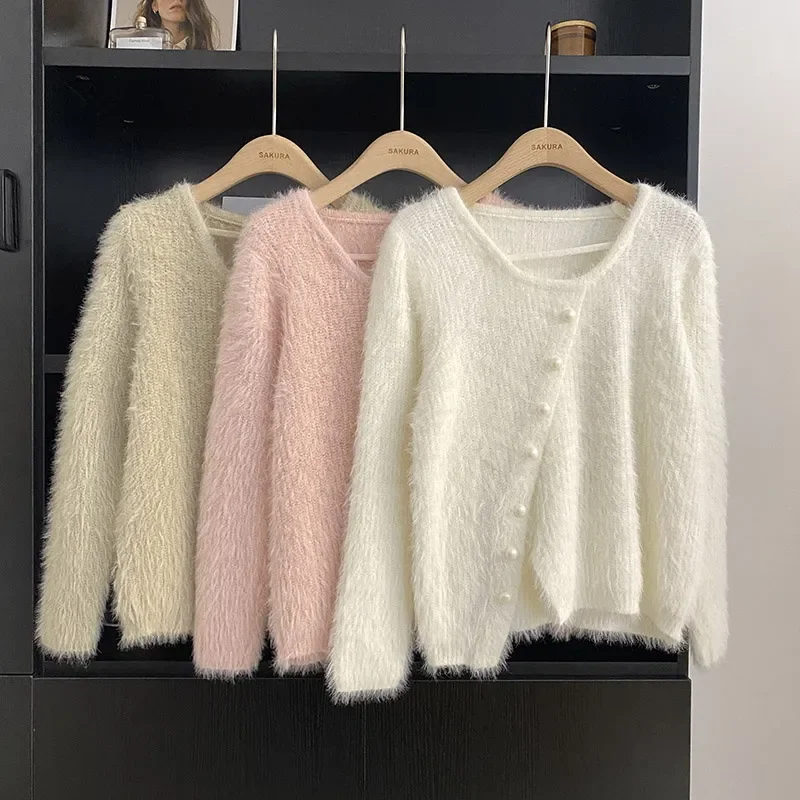 

Elegant Style Slim Low Round Collar Sweater Cardigan for Women 2023 Autumn New Hem Banded Base Top Bottoming Sweater Female