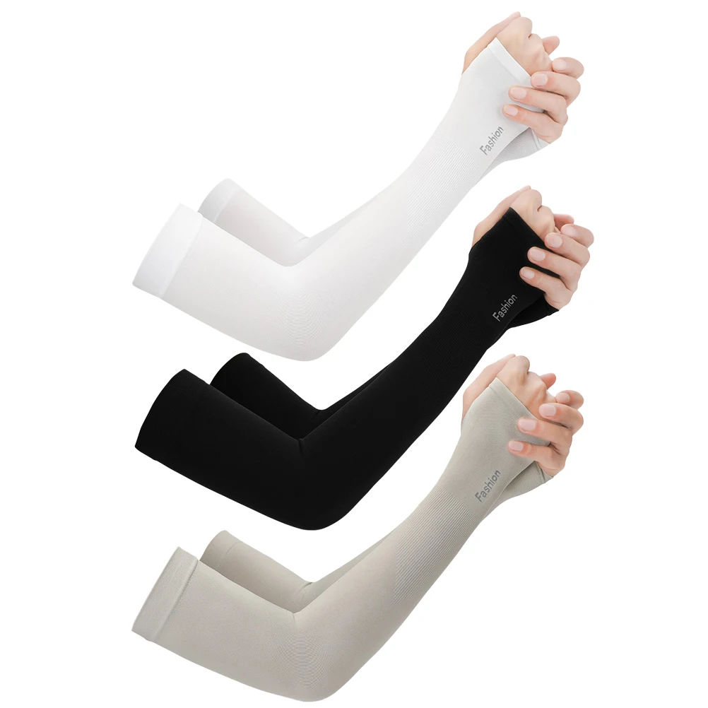 

Sun Protector For Women Men Uv Arm Guard Fingertip Pads Elastic Skid-Proof Anti-Slip Cuff Arm Sleeve Padded Sleeve Black