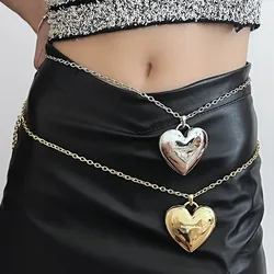 XIALUOKE Vintage Long Pearl Strap Beaded Heart Pendant Necklace Women Wedding Jewelry Embellished Suit Accessory Waist Chain