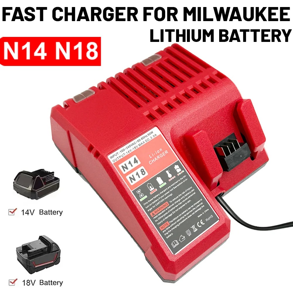 

Portable Quick Charge Li-ion Battery 14V/18V for Milwaukee M18 Professional Lithium Battery Charger