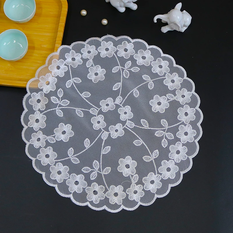 NEW Round mesh flower Embroidery table cloth cover wedding Party tablecloth kitchen Christmas Table decoration and accessories