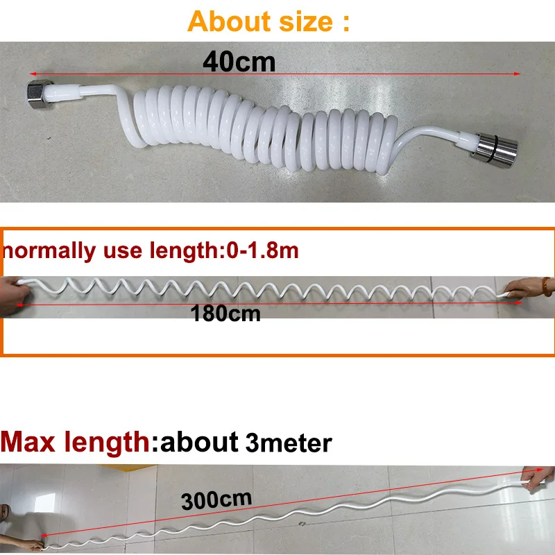 1.5/3/2m white 304 head Flexible Spring Shower head soft Hose tube plastic Water wc Toilet Bidet Sprayer Telephone Line bathroom