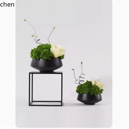 HT New Chinese Style Potted Plant Soft Decoration Artificial Floral Art Conference Table Flower Restaurant Round Table Ornament