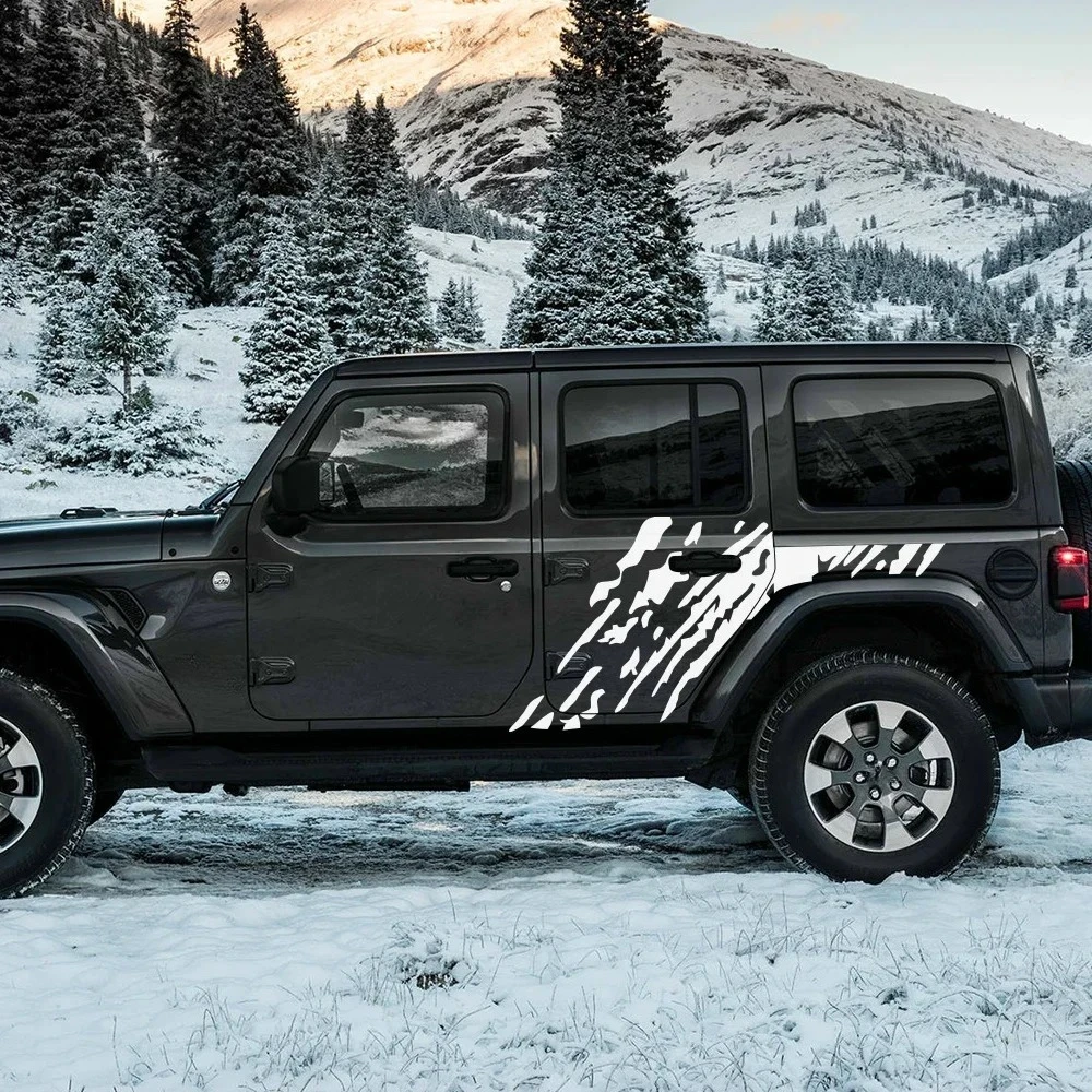 

2 шт. наклейки на боковые двери автомобиля, защита от царапин для Jeep Wrangler JK JL, виниловая пленка, автомобильные наклейки, тюнинг, аксессуары для самостоятельной установки