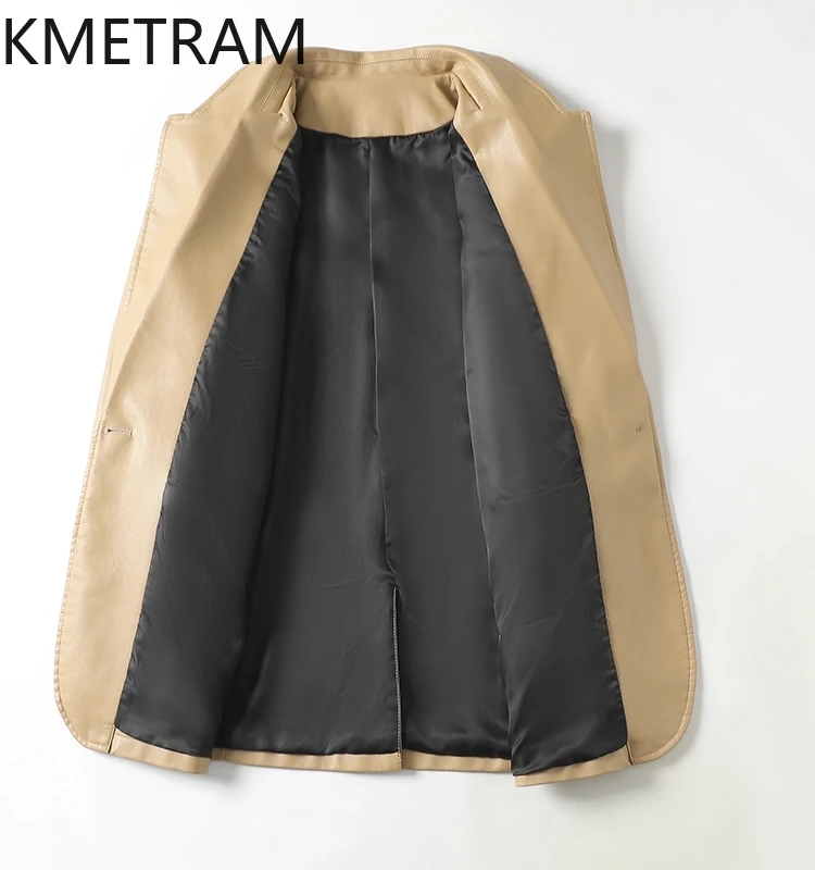 KMETRAM-Jaqueta Real 100% pele de carneiro feminina, roupa curta, terno da moda slim fit, primavera, 2022