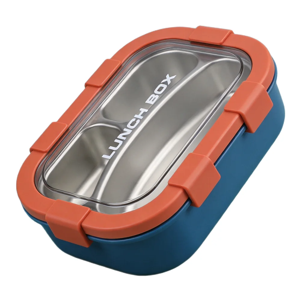 Leakproof Stainless Steel Lunch Box with 3 Compartments and Secure Locking Lids for Separate Meal Storage Dishwasher Safe Tray