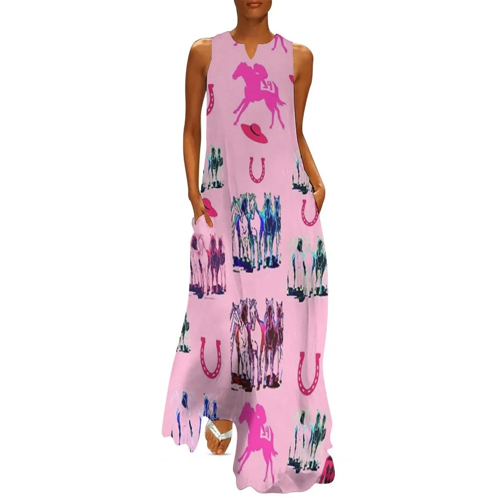 

Kentucky Derby Pattern Long Dress summer dress women 2025 women's dresses luxury summer woman dress 2025 vintage