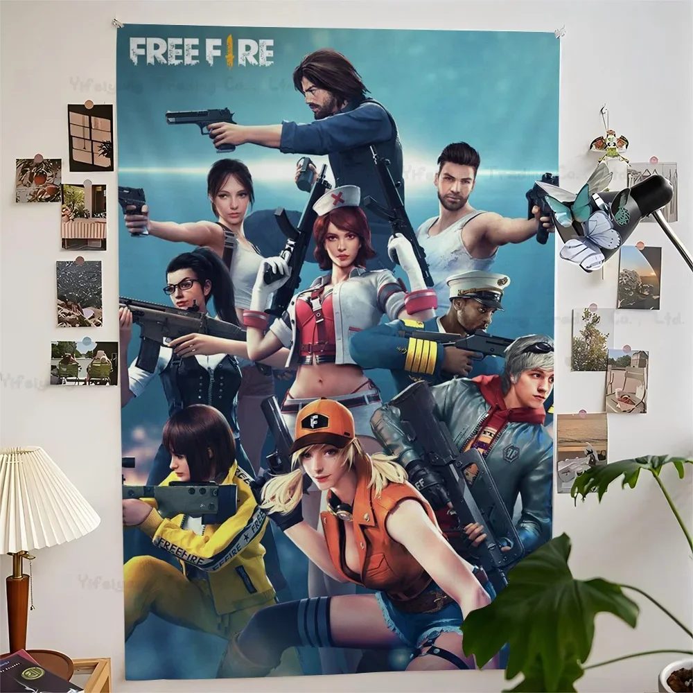 Garena Free Fire Game الرسم البياني نسيج الفن الخيال العلمي غرفة ديكور المنزل رخيصة الهبي الجدار الشنق #1
