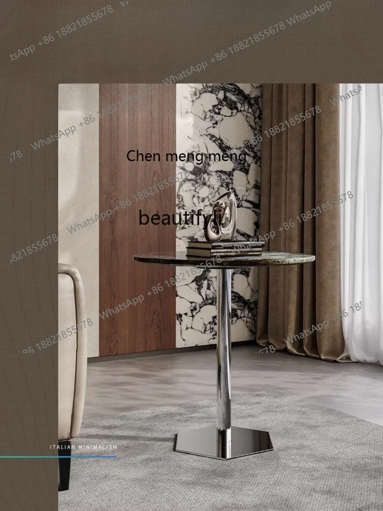 

SS 7304Italian Mild Luxury Marble Side Table Light Luxury High Sense round Table Stone Plate Small Coffee Table