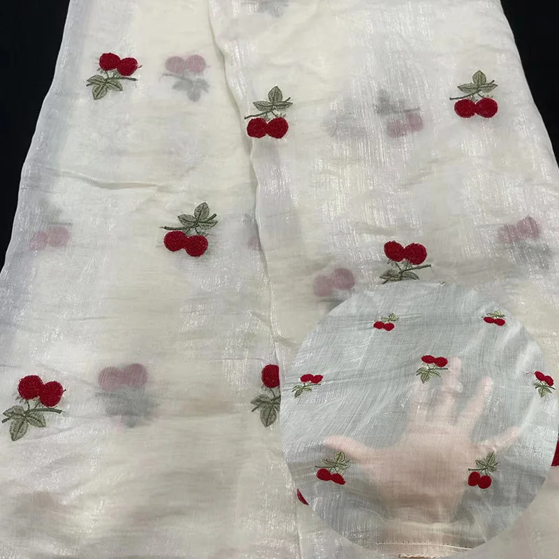 Tencel Embroidery Fabric Cherry Embroidery Fabric Dress Shirt Embroidery Fabric Computerized Embroidery Lace Fabrics