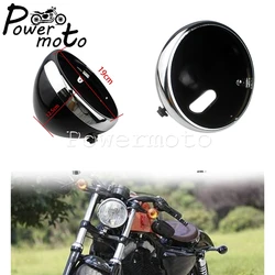 Steel 7 Inch Retro Headlight Housing Headlamps Shell Universal For Harley Honda Yamaha Motorcycle Black/Chrome Front Light Cover