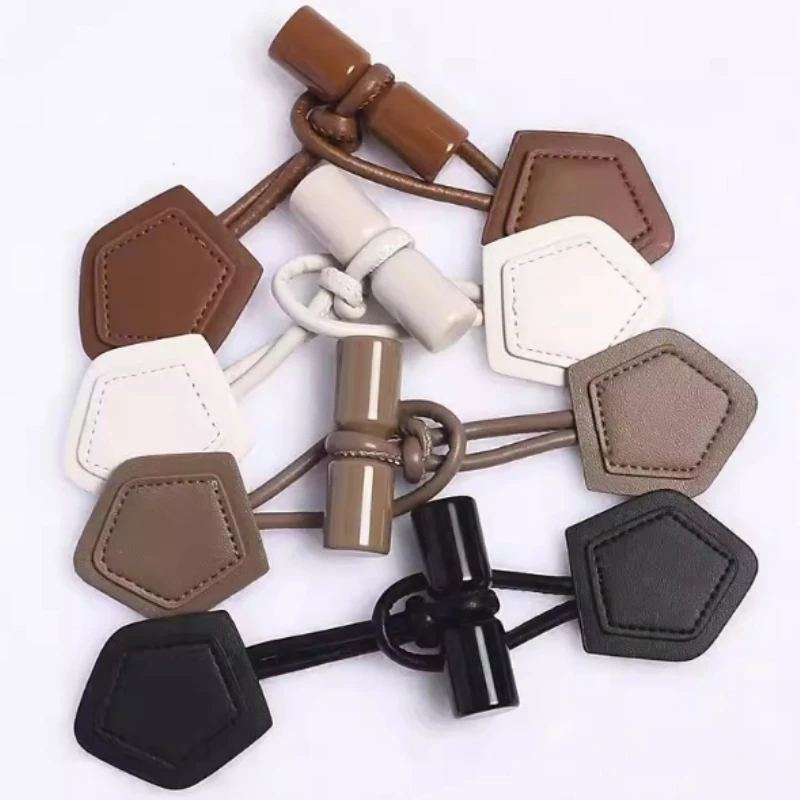 1 Set Horn Leather Resin Rope Buckle DIY Sewing Supplies Black Coat Woolen Button Sweater Children's Horn Buckle Wholesale