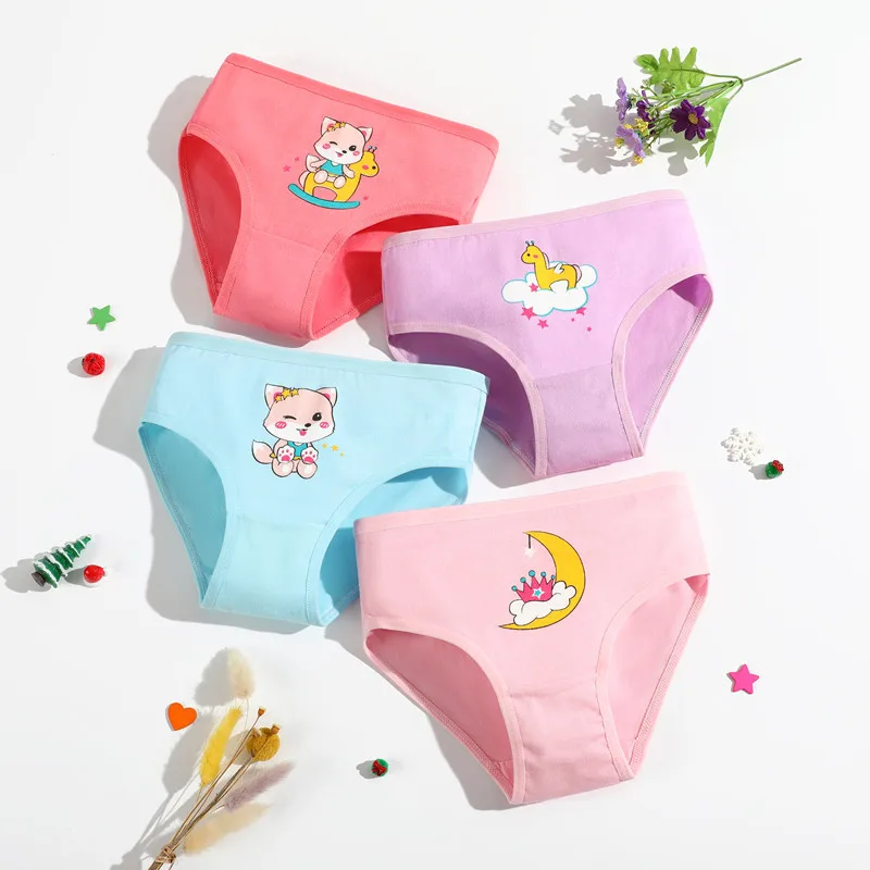 Girls Cotton Underwear Cartoon Mermaid Starfish Triangle Panties Breathable Skin-Friendly Antibacterial Crotch Children Clothes