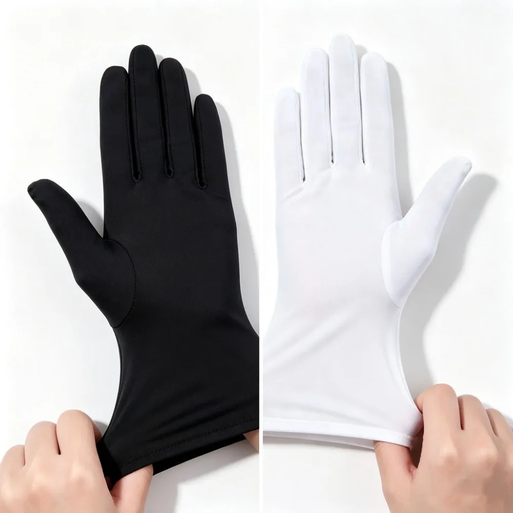 Classic Formal Short Wrist White Satin Gloves for Bride Bridesmaid Wedding Prom Pageant Evening Party Costume Accessory Gifts