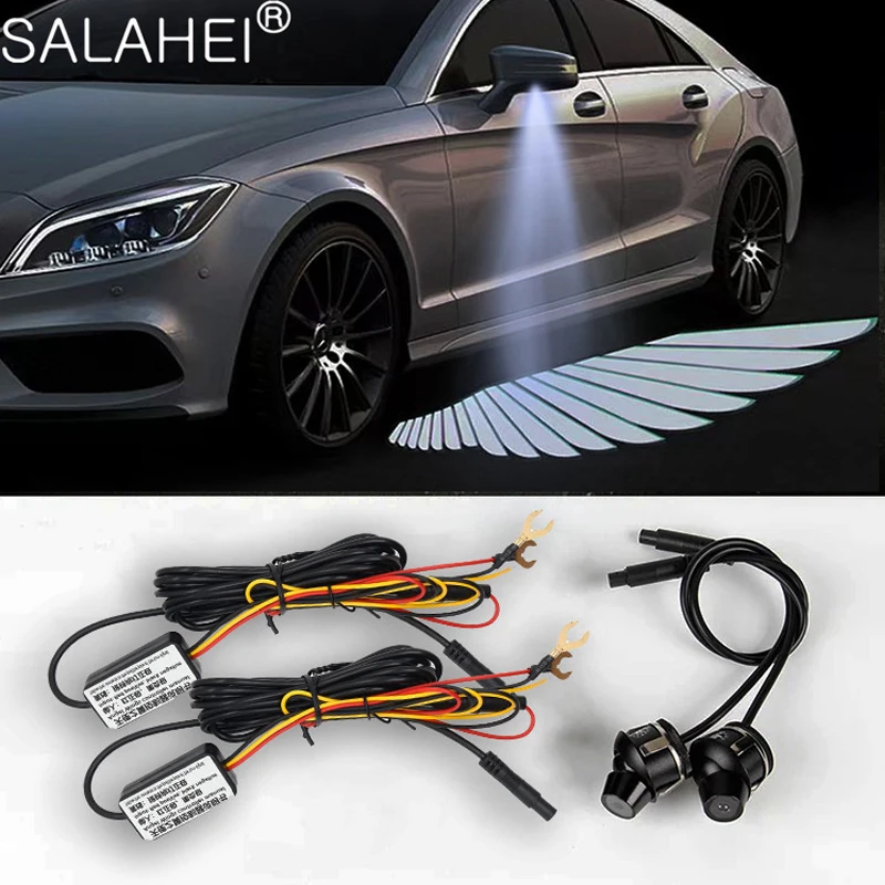 

2PCS Car Angel Wings Welcome Light Interior Rearview Mirror Welcome Light Angel Wings Carpet Projection Decoration Accessories