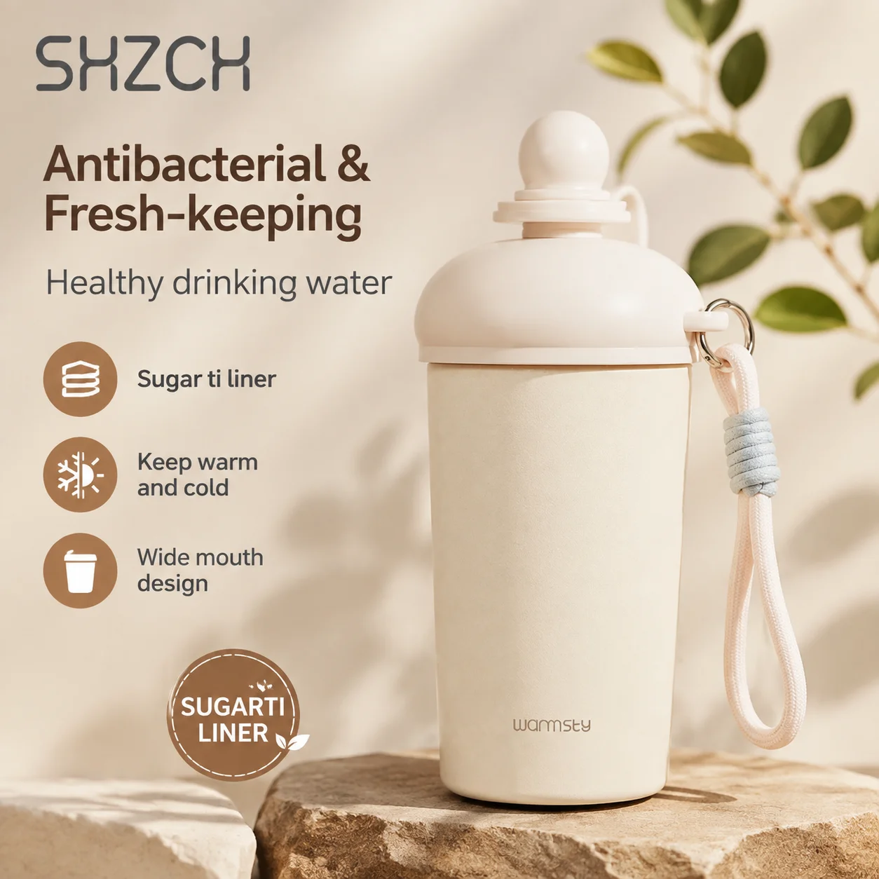 500ml Titanium-Coated Liner Insulated Water Bottle | Leak-Proof Straw Cup 12H Heat Retention Portable Gift