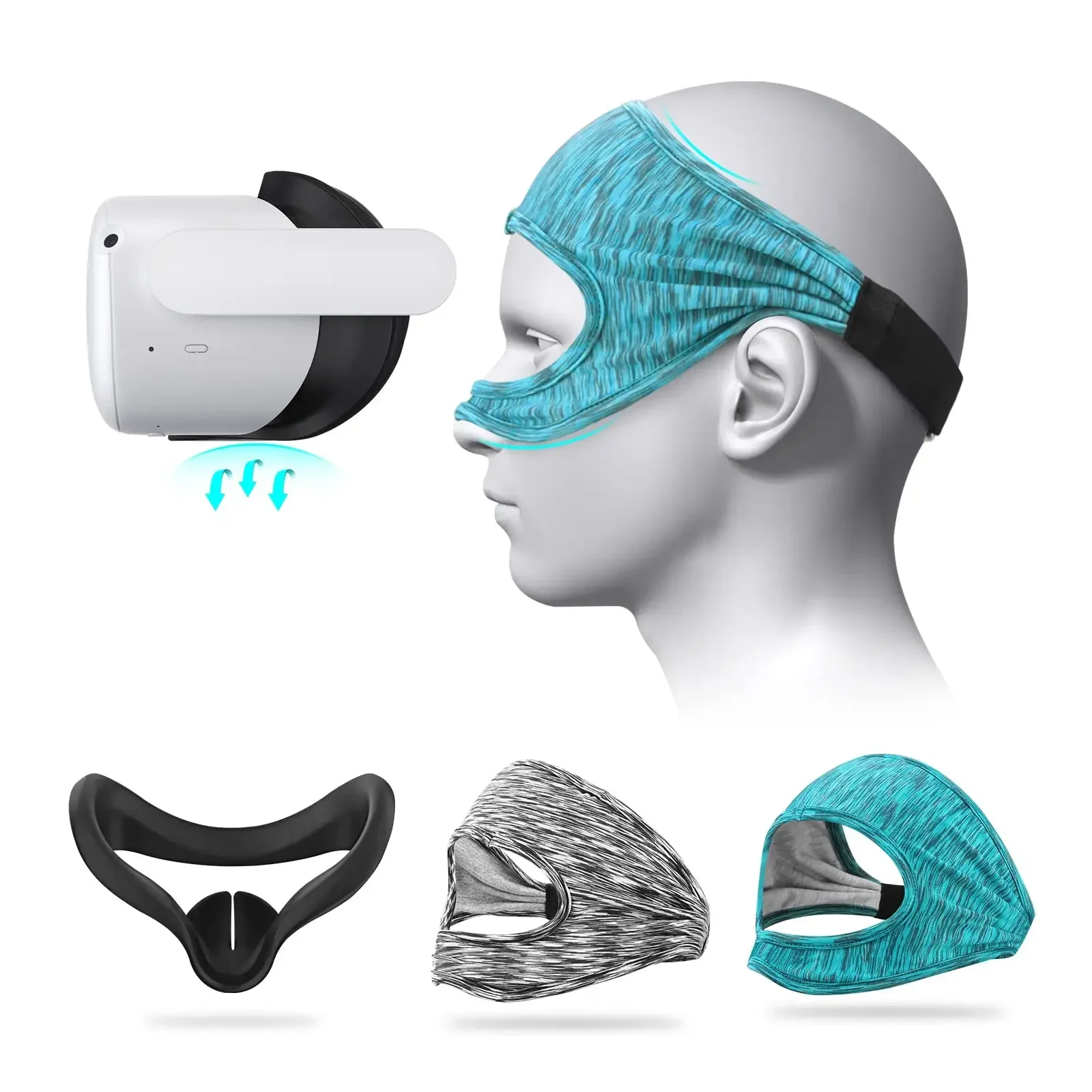 VR Eye Mask Cover Breathable For Oculus Quest 2 Accessories Sweat Band Adjustable Sizes Padding with Virtual Reality Headsets