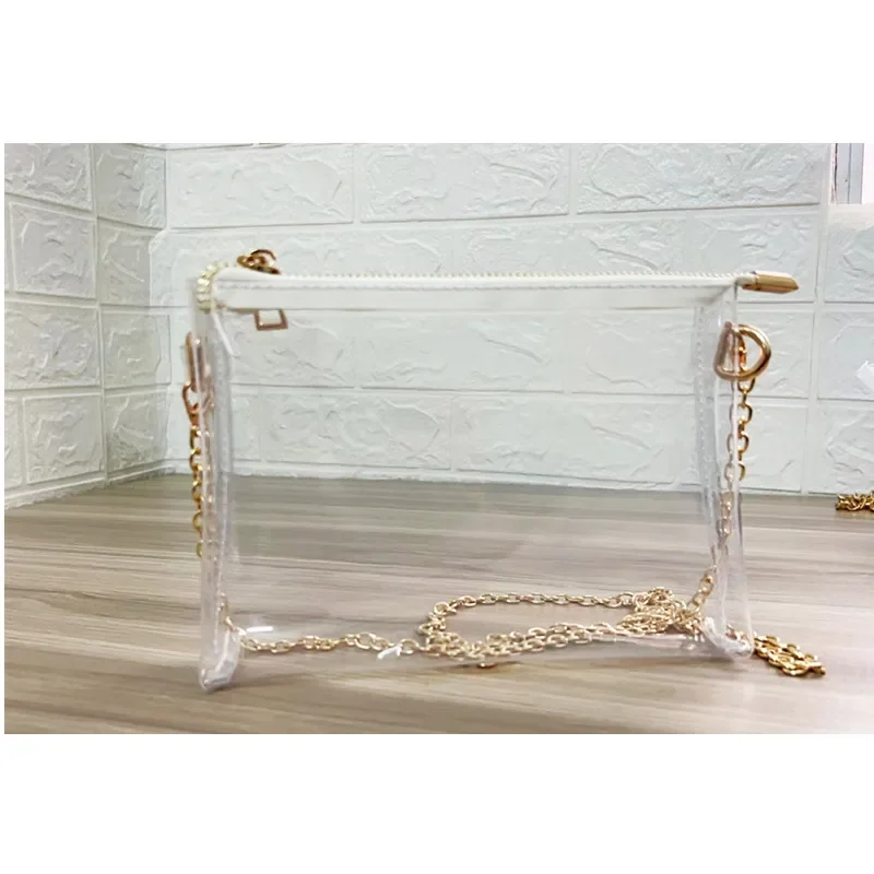 Clear Pack Bag Shoulder Bag Women Transparent Metal Chain Bag Wallet Gift Transparent Crossbody Bag Sports Concert Ball Party