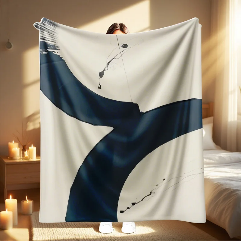 1pc 2025 Autumn Winter New Blanket with Leonardo da Vinci Abstract Print, Perfect for Living Room, Travel, Camping, Home Use