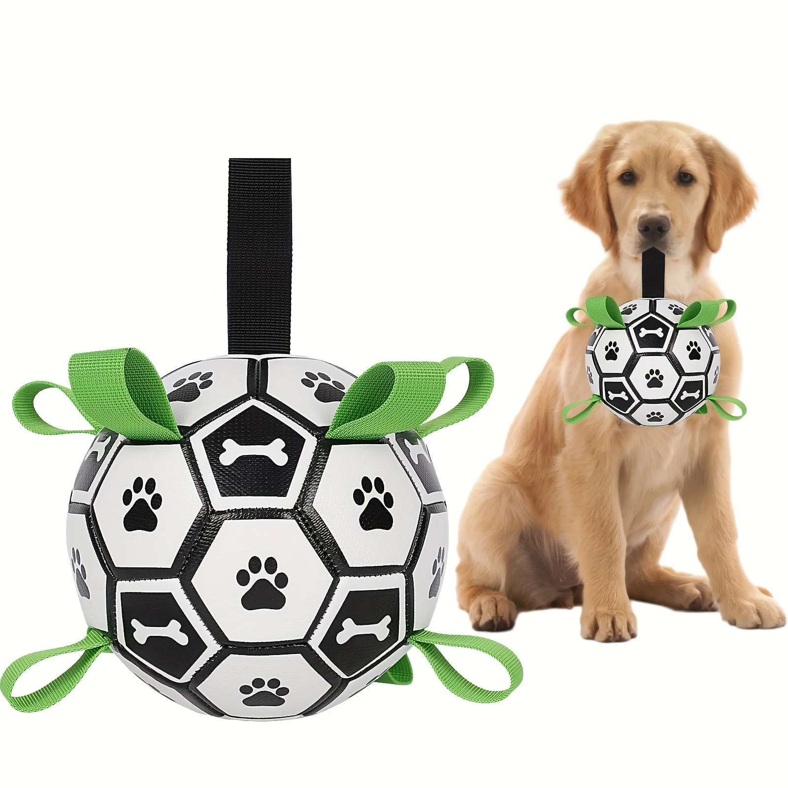 

1 durable soccer designed pet toy for training, playing, teeth cleaning, compatible with small, medium, and large dogs