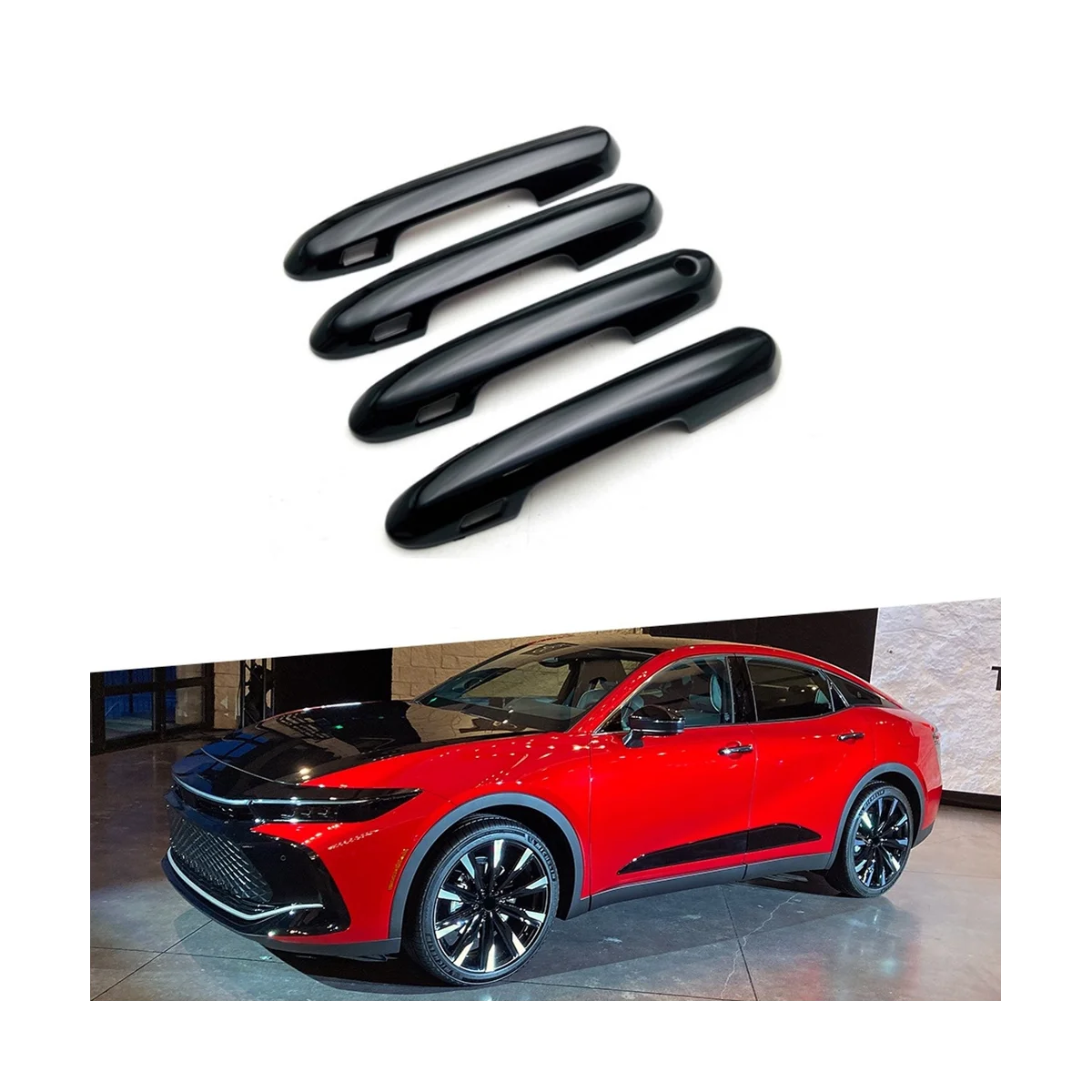 غطاء مقبض باب السيارة الخارجي ، ملصقات الكسوة لتويوتا كراون كروس 2023 ، اكسسوارات سوداء