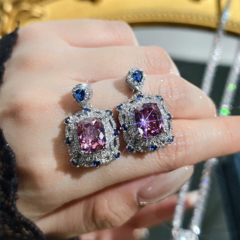 

Encounter Heartbeat Dry Rose Nebula Series Роскошное открытое кольцо с бриллиантами для женщин Элегантный комплект серег-подвесок