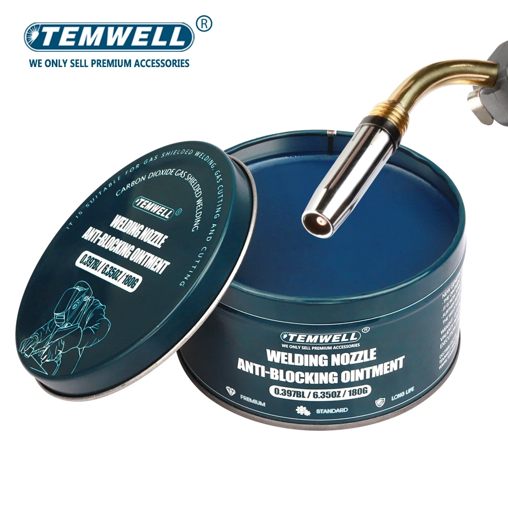 

TEMWELL Welding nozzle anti-clogging paste Paste Prevents Slag Adhesion Extends Nozzle Life MIG/TIG Welding Blue Box