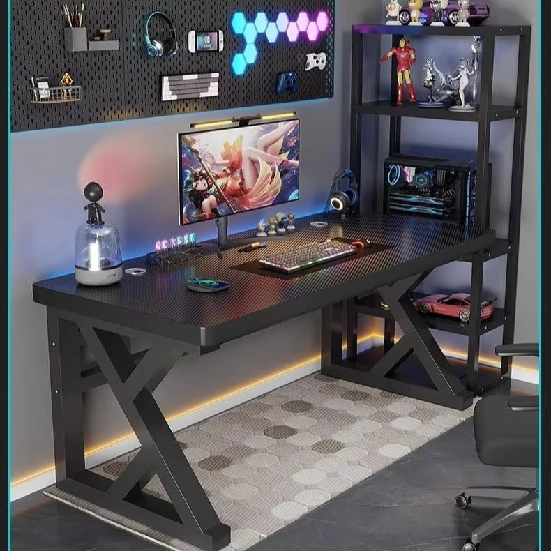 Desktop Computer Desk With Carbon Fiber Pattern: Bedroom Gaming Desk, Home Simple Wooden Table, Student/Office Gaming Study Desk