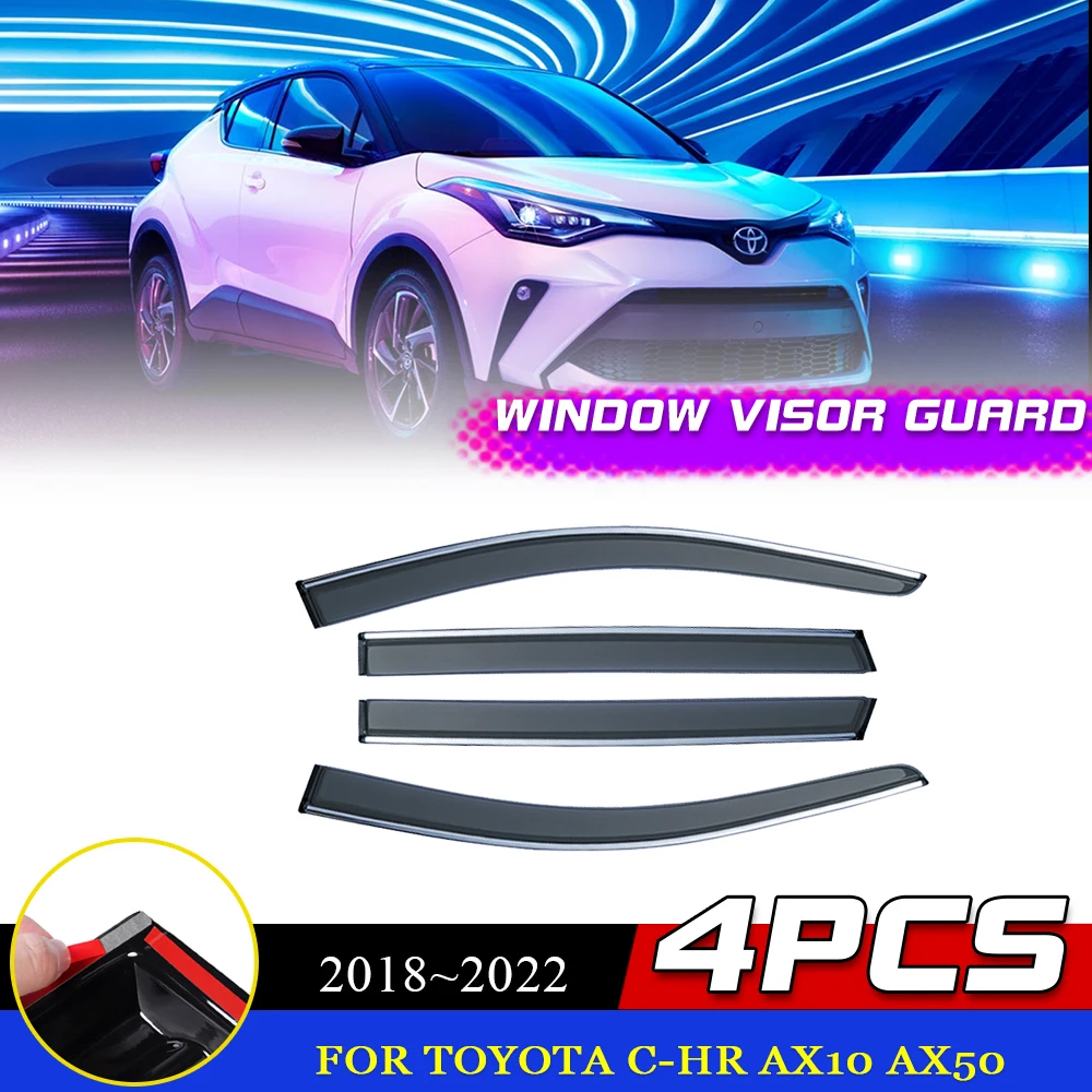 Windows Visor for Toyota C-HR CHR Hybrid AX10 AX50 2018~2023 Vent Door Awnings Rain Eyebrow Smoke Ticker Deflector Accessories