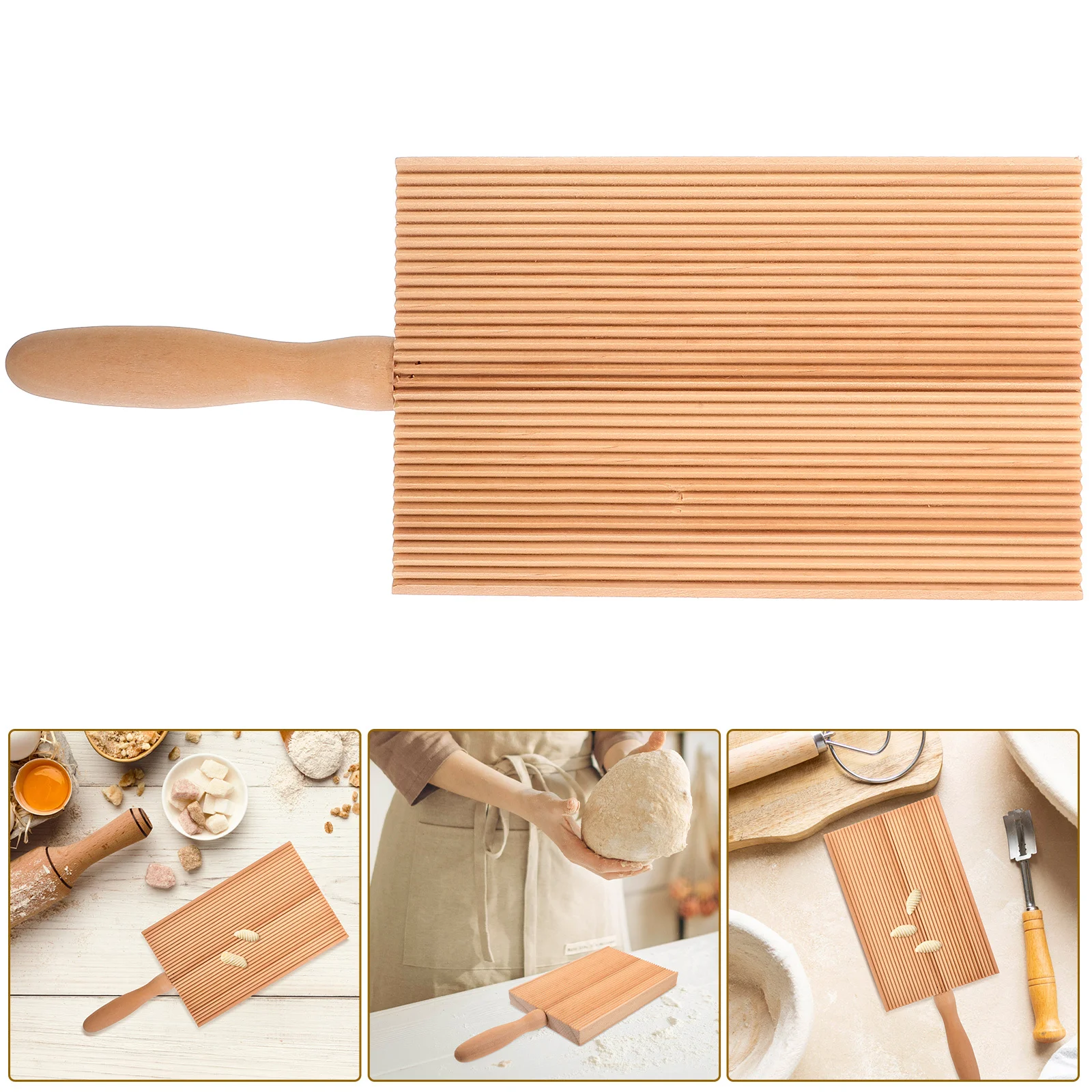 

1Pcs Board High-Quality Wooden Pasta Making Tool for Gnocchi Cavatelli Texture with Easy-Grip Handle Kitchen