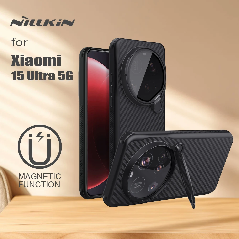 

For Xiaomi Mi 15 Ultra 5G Nillkin Case Magnetic CarboProp Fiber Case Lens Translucent Black Camera Back Cover Protection