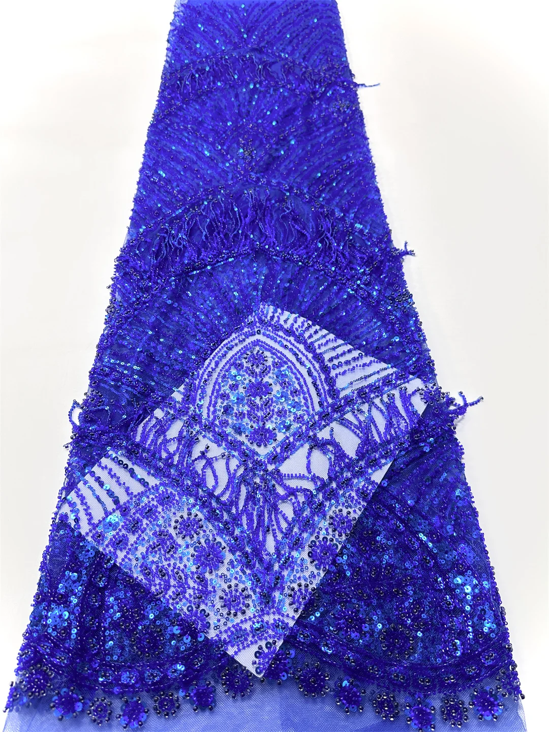 Tulle Lace  Hot Sale Fabric With Beads Sequins 2025 New  African Nigerian French for High End Wedding Party Bride Sewing Dress