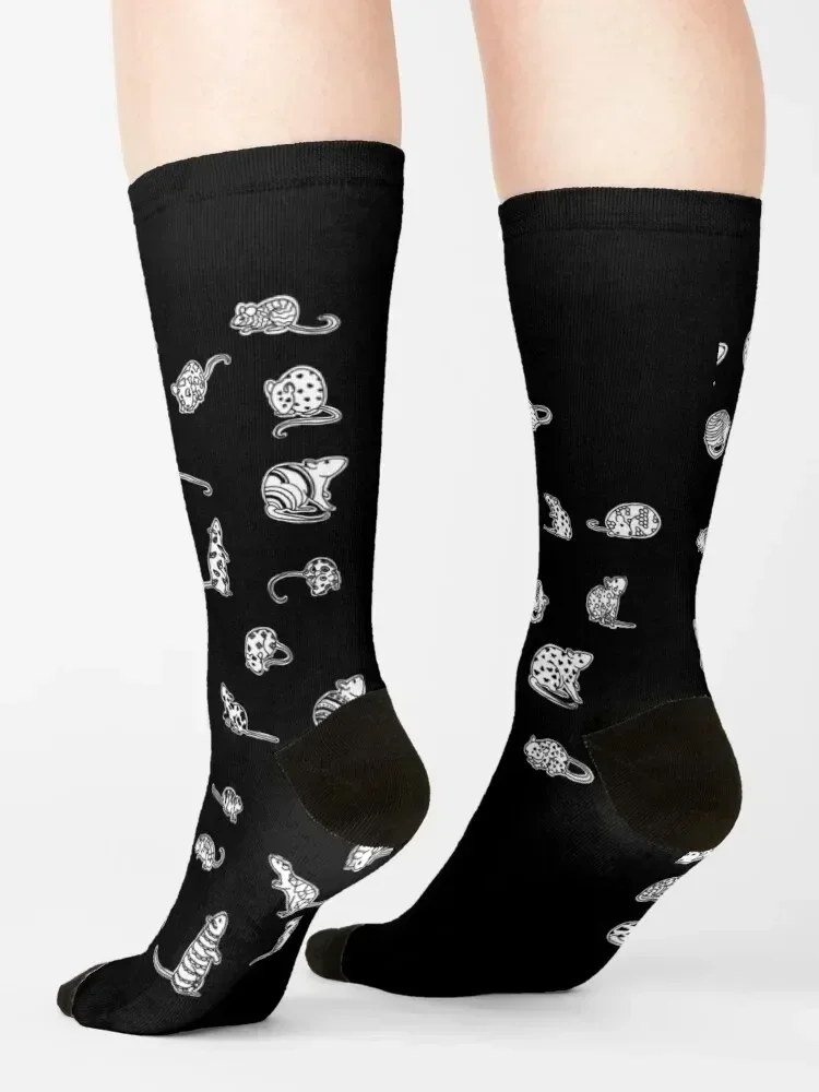 Calcetines con patrón de rata, calcetines de algodón de alta calidad para hombre y mujer con dibujos animados