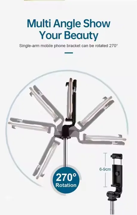 Hot Selfie Stick Wireless BT Foldable Mini Tripod with Fill Light Shutter with Remote Control R1S Selfie Stick Tripod