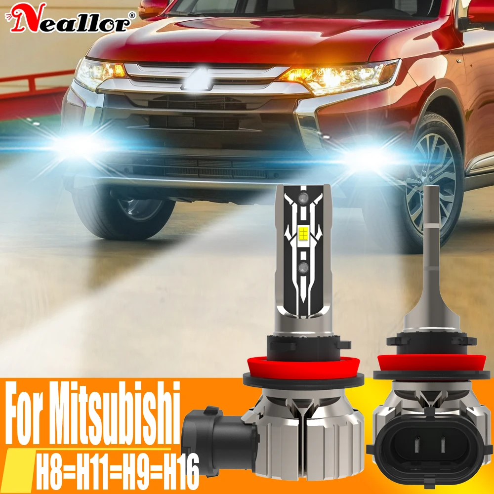 2pcs H11 H8 Led Fog Lights Headlight Canbus H16 H9 Car Bulb Driving Running Lamp 12v 55w For Mitsubishi Outlander Pajero Lancer