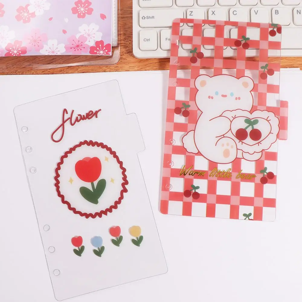 

5Sheets A6 Loose-Leaf Notebook Refill Paper Cherry Flower Spiral Binder Divider Page Separator Notebook Separator Paper Cartoon