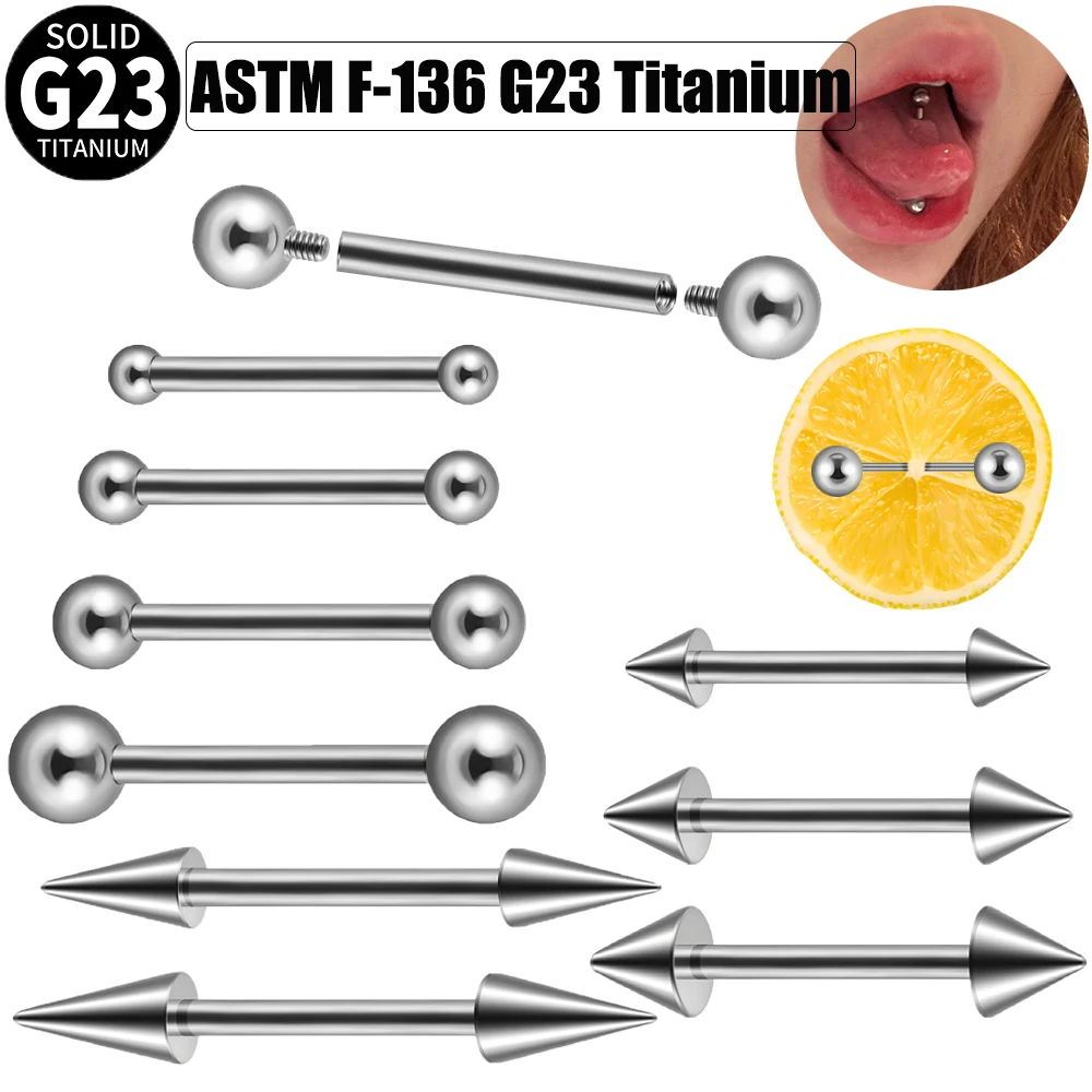 1/2/5PCS Industrial Barbell Nipple Ring Nipple Piercing Long Bridge Tongue Rings G23 Titanium Tongue Ring Piercing Body Jewelry