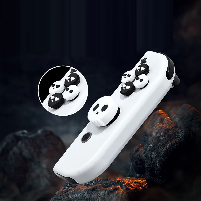 Black White Skull Silicone Soft D-pad Cross Button ABXY Key Sticker Skin Case For Switch/Oled Joy-con Thumb Stick Grip Cap Cover