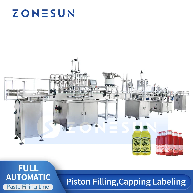 ZONESUN ZS-FAL180R  Automatic Liquid Filling Capping And Labeling Machine Cooking Oil Bottle Food Packing Labels Production Line