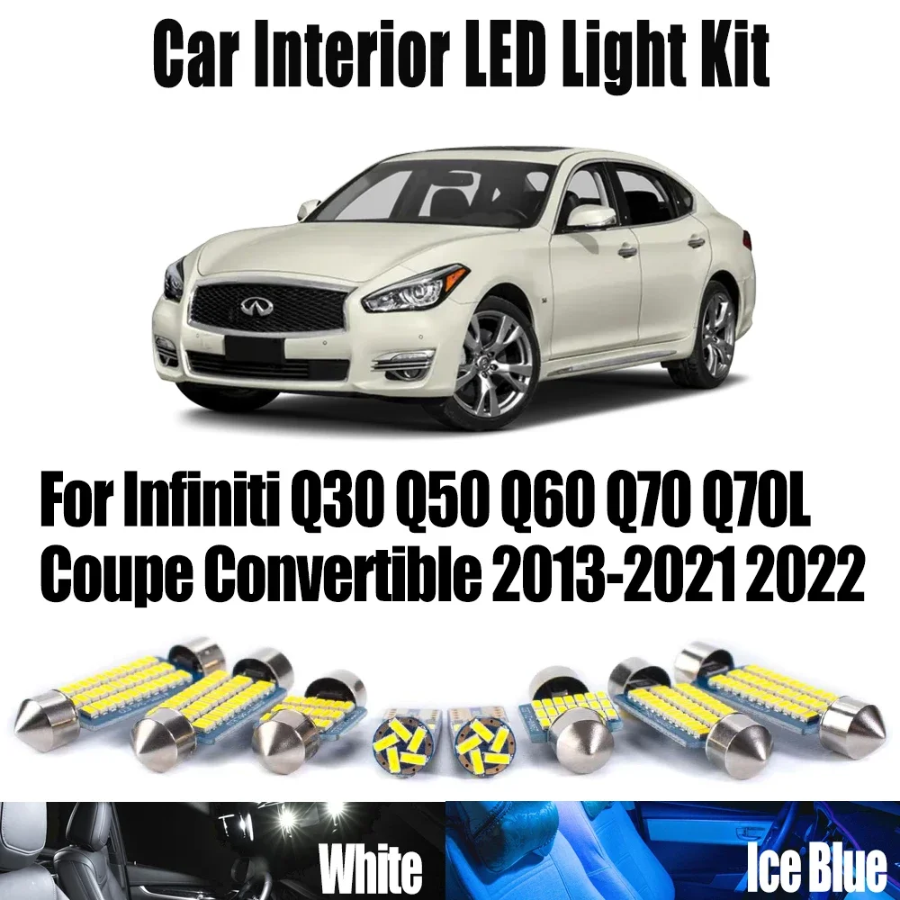 LED Interior Map Dome Trunk Door Light Kit For Infiniti Q30 Q50 Q60 Q70 Q70L Coupe Convertible 2013- 2021 2022 Canbus Car Bulbs